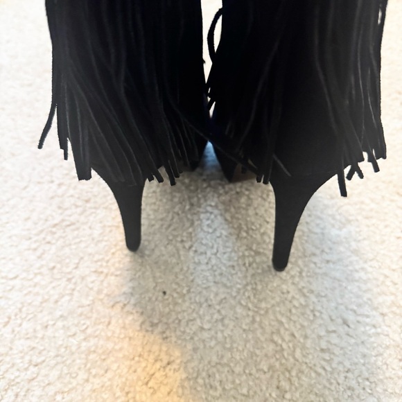 NWOT Mojo Moxy Genuine Leather Fringe Stiletto Boots - Picture 3 of 6